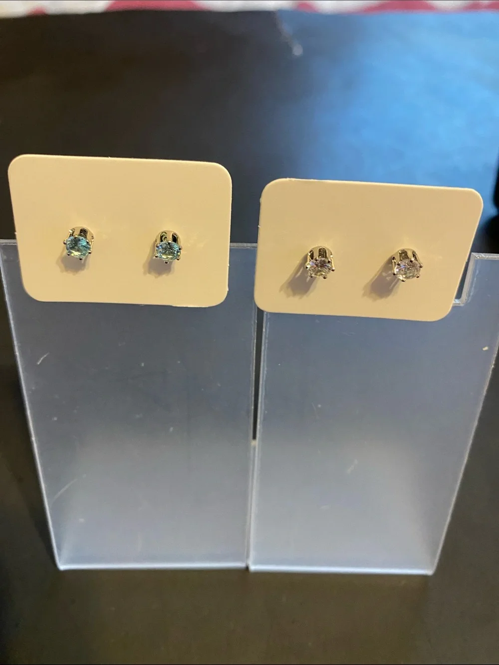Time and Tru Two-Pair Stud Earring Set in Blue and Clear